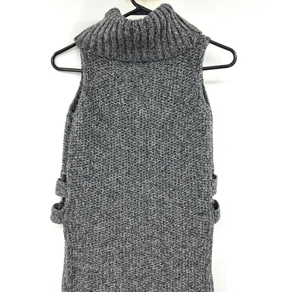 Cliche Wool Blend Turtleneck Heathered Gray Tunic Sleeveless Sweater Small - Picture 8 of 9